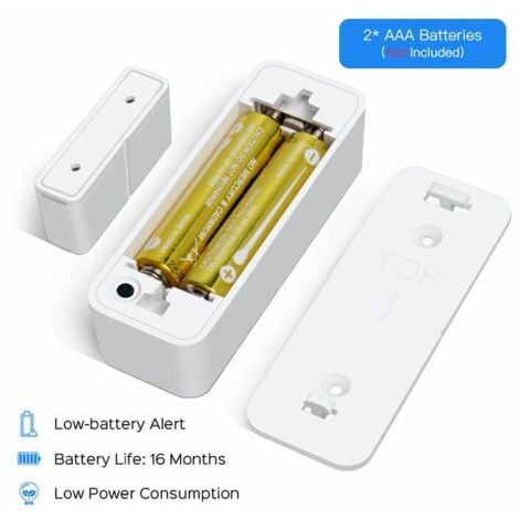 Alarme maison Sans Fil WiFi Capteur de Porte Fenêtr Intelligent, Télécommande Low Energy Alarme Maison （Blanc）