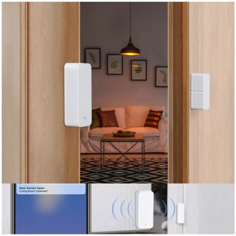 Alarme maison Sans Fil WiFi Capteur de Porte Fenêtr Intelligent, Télécommande Low Energy Alarme Maison （Blanc）