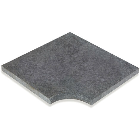 Angle Rentrant pour margelles Pierre Naturelle Granit - 47,5x47,5x3 cm - Bord rond - Noir (1/2)