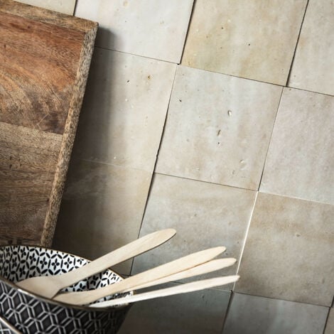 Zellige véritable Carrelage Artisanal - 10x10 cm - Gris Beige (vendu par boîte de 0,5m²)