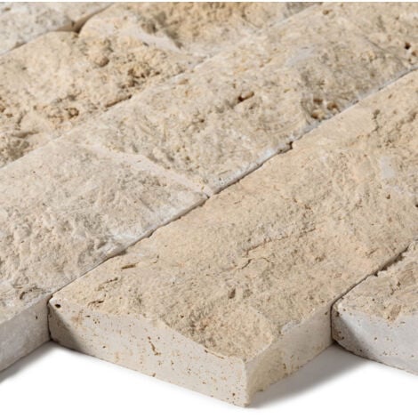 Briquette de Parement Travertin 1er choix - Longueur Librex10x2 - Beige Mix (vendu par lot de 1 m²)