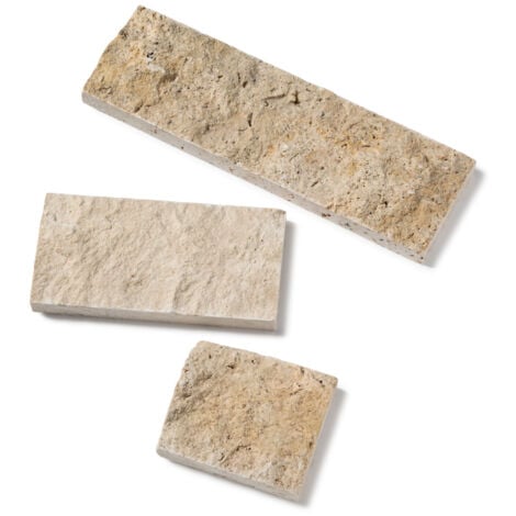 Briquette de Parement Travertin 1er choix - Longueur Librex10x2 - Beige Mix (vendu par lot de 1 m²)