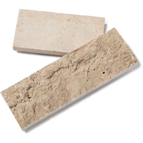 Briquette de Parement Travertin 1er choix - Longueur Librex10x2 - Beige Mix (vendu par lot de 1 m²)
