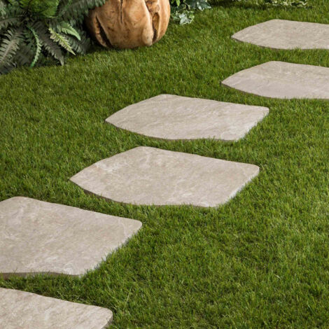 Pas japonais effet pierre 42x36 cm – Couleur beige – Épaisseur 2 cm – Pierre naturelle pour aménagement extérieur (1/5)