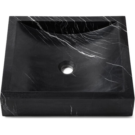 Vasque à poser rectangulaire véritable Marbre - 45x40x10 cm - Noir (1/3)