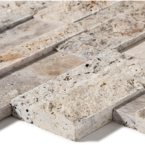 Parement Travertin 1er choix brut/adouci - 60x15x1,5-2,5 cm - Gris Silver (vendu par plaque de 0,09 m²)