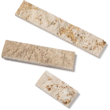 Briquette de Parement Travertin 1er choix - Longueur Librex5x2 - Beige Mix (vendu par lot de 1 m²)