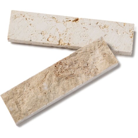 Briquette de Parement Travertin 1er choix - Longueur Librex5x2 - Beige Mix (vendu par lot de 1 m²)