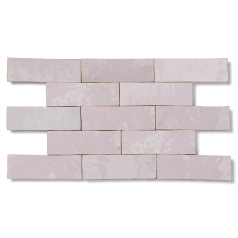 Zellige véritable Carrelage Artisanal - 5x15 cm - Rose Pale (vendu par boîte de 0,5m²)