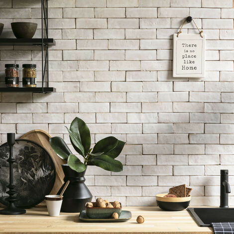 Zellige véritable Carrelage Artisanal - 5x15 cm - Blanc Oukaimeden (vendu par boîte de 0,5m²)