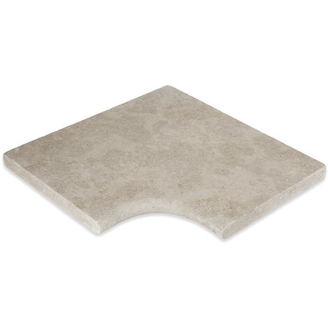 Angle Rentrant pour margelles Pierre Naturelle Sinai - 42,5x42,5x3 cm - Bord rond - Beige