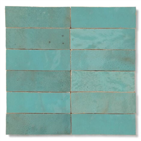 Zellige véritable Carrelage Artisanal - 5x15 cm - Bleu Maldives (vendu par boîte de 0,5m²)