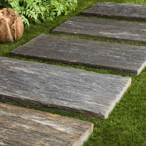Pas Japonais Schiste Naturel Brut - 100x50 cm - Gris
