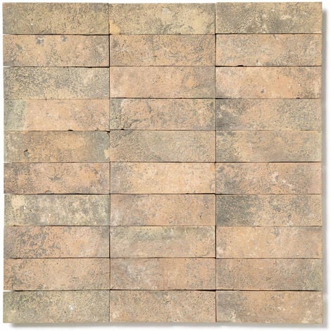 Mosaïque mur terre cuite patinée - 3x10 cm (vendu par plaque de 30x30 cm)