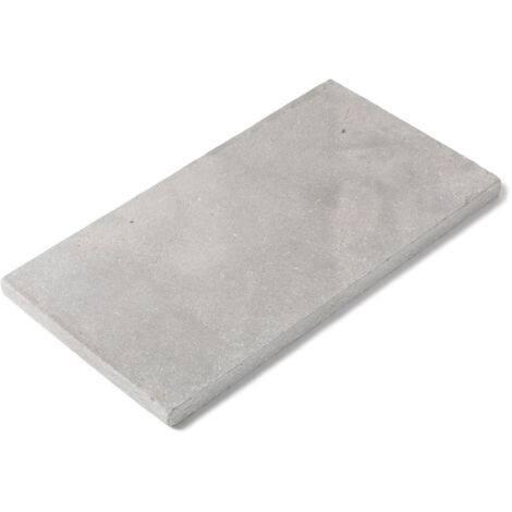 Margelle de piscine en pierre naturelle – 61x33 cm – Bord droit gris – Finition vieillie pour extérieur – Installation facile (1/4)