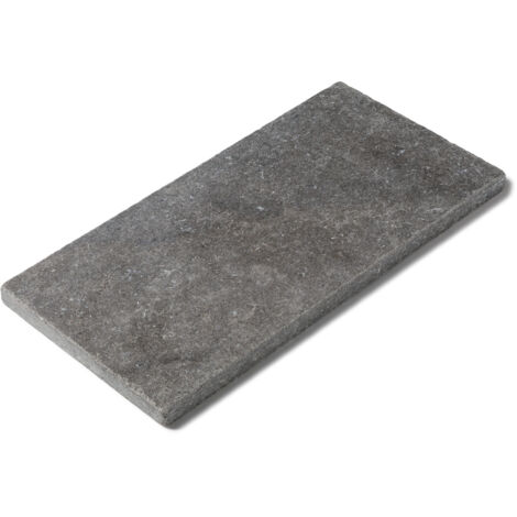 Margelle de piscine en pierre naturelle – 60x30x3 cm – Bord droit gris – Finition vieillie pour aménagement extérieur (1/4)
