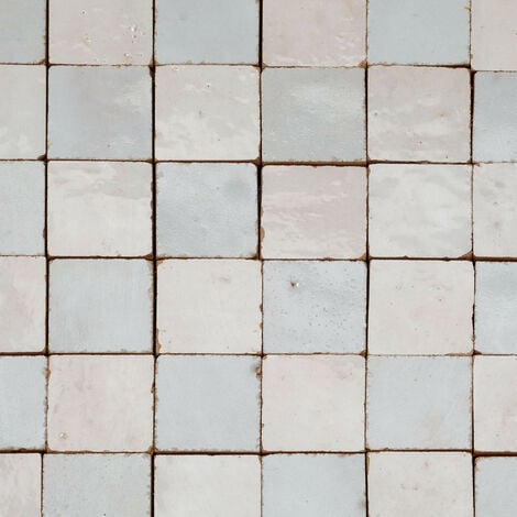 Zellige véritable Carrelage Artisanal - 2,5x2,5 cm - Blanc Fes + Oukaimeden (vendu par plaque de 0,09 m² - 30x30 cm)