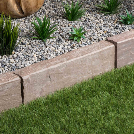 Bordure de jardin en pierre naturelle grès Kandla – Dimensions 50x20x8 cm – Couleur ocre – Pour délimitation esthétique des espaces verts