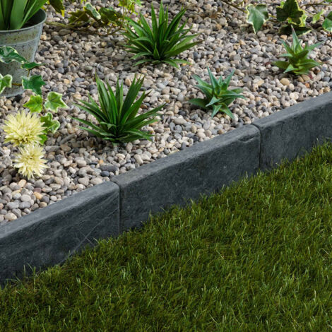 Bordure de jardin en ardoise naturelle vieillie 30x10x3 cm – Couleur gris – Pour délimitation d'espaces extérieurs – Vendu à l'unité