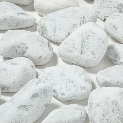 Galets décoratifs marbre blanc Carrare 10-15 cm – Filet de 15 kg pour aménagements paysagers – Pierre naturelle esthétique