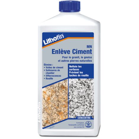 Lithofin – Nettoyant ciment pour pierre naturelle 1 L – Élimine salissures, rouille et efflorescences – Pour granit, gneiss, quartzite et béton