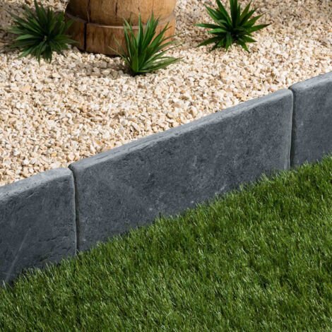 Bordure de jardin en ardoise naturelle vieillie – 50x25x3 cm – Couleur gris – Pour délimitation esthétique des espaces extérieurs (1/3)