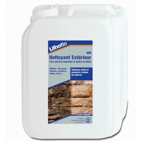 Lithofin – Nettoyant extérieur 5 L – Élimine dépôts organiques et taches d'humidité – Pour terrasses, murs et escaliers en pierre