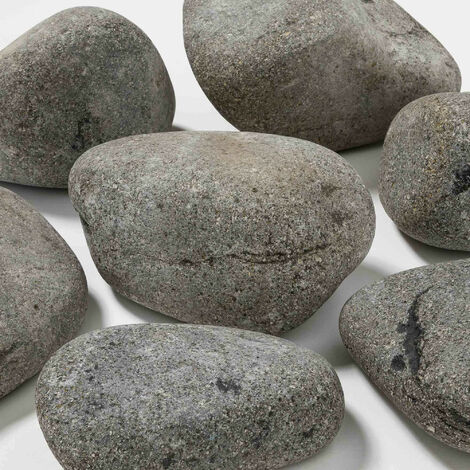 Galets décoratifs gris et noir Ebano 10-15 cm – Filet de 15 kg – Pierre naturelle pour aménagements extérieurs et intérieurs