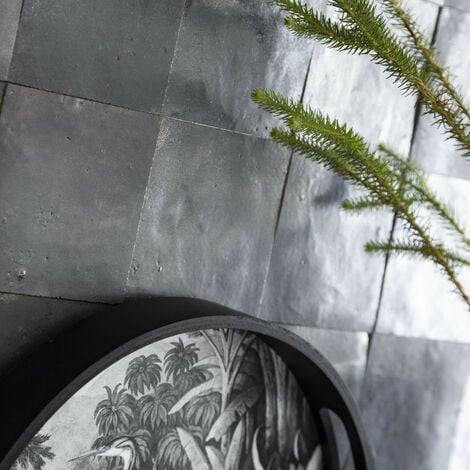 Zellige véritable Carrelage Artisanal - 10x10 cm - Noir Carbone (vendu par boîte de 0,5m²)