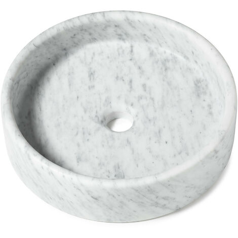 Vasque à poser ronde véritable Marbre - 40x10 cm - Blanc (1/3)