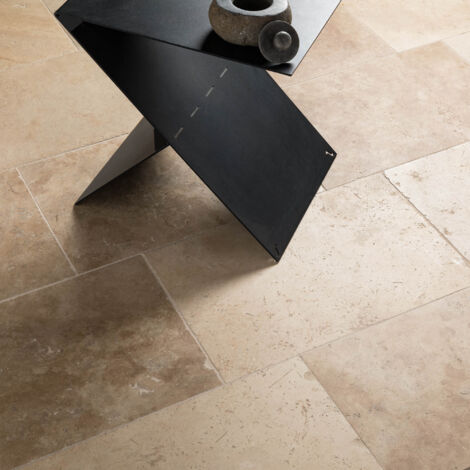 Carrelage en travertin beige mix 61x40,6x1,2 cm – Surface 0,2476 m² par dalle – Résistant aux intempéries pour intérieur et extérieur