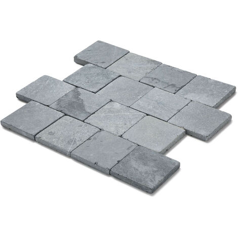 Pavé extérieur en pierre naturelle 15x15 cm – Épaisseur 2 cm – Couleur bleu – Carrossable pour allées et terrasses