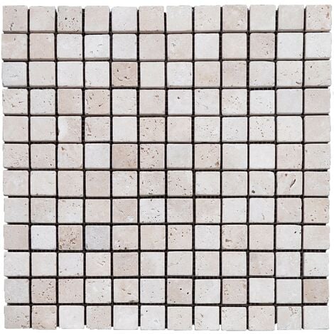 Mosaïque Travertin 1er choix - 2,3x2,3x1 cm - Beige Light (vendu par plaque de 30,5x30,5 cm)