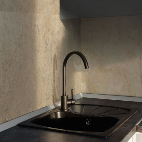 Feuille de pierre naturelle Sahara 122x61 cm – Épaisseur 1 à 2 mm – Pose intérieure et douche – Facile à découper et installer (1/5)