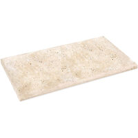 Margelle de piscine en travertin beige 61x33x3 cm – Bord rond – Pierre naturelle vieillie pour extérieur – Origine Turquie