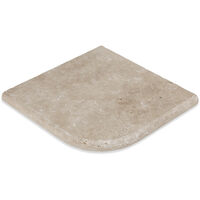 Angle Sortant pour margelles Travertin 1er choix - 33x33x3 cm - Bord rond - Beige Mix