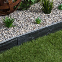Bordure de jardin en ardoise naturelle 100x10x3 cm – Couleur gris – Pierre naturelle pour aménagement paysager – Vendu à l'unité