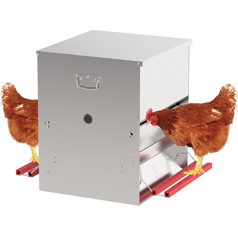 Mangeoire Poules XL 5kg Terre Jardin - Anti-Gaspillage, Refermable à Pédale, Acier Galvanisé, Étanche Et Anti Rongeurs