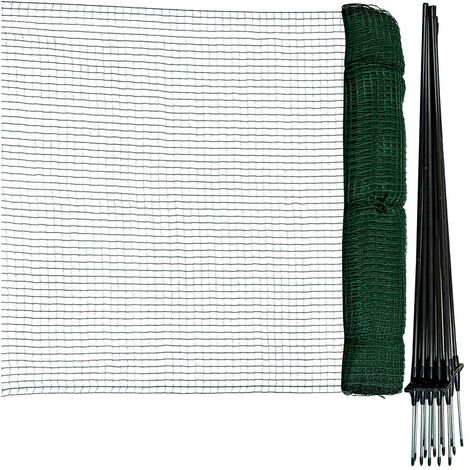 Horizont – Filet pour volaille 25 m x 90 cm – Maille 1.7 x 1.7 cm pour sécurité optimale – Installation facile avec piquets en fibre de verre