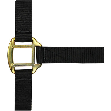 Licol nylon noir doublé cuir pour cheval de trait