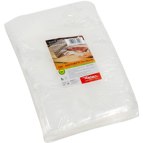 Lot de 100 sacs sous vide 25x35 cm – Résistants à l'air et à la chaleur jusqu'à 100°C – Épaisseur 6 couches PA/PE – Reber