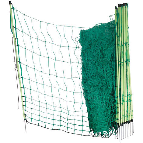 Poulailler Direct – Filet non électrifié vert 1,12 m – 50 m pour volaille – Installation facile avec 15 piquets rigides – Fabriqué en Europe