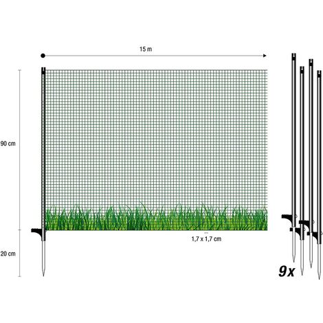 Filet à Volaille Horizont StrongLine 110E 50m Avec 15 Piquets Fibre De Verre - Clôture Électrifiable Pour Poules