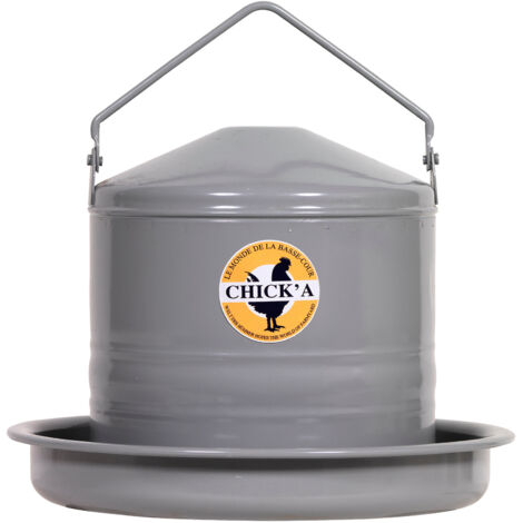 Abreuvoir en métal gris, 3 L