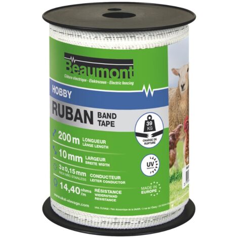 Ruban blanc/vert 10 mm / 200 m HOBBY BEAUMONT (1/2)