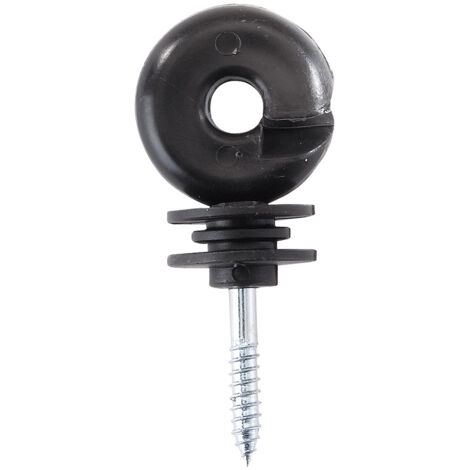 Beaumont – Lot de 25 isolateurs annulaires noir – Pour clôture électrique jusqu'à 12mm – Résistance jusqu'à 20000V – Corps robuste pour piquets en bois