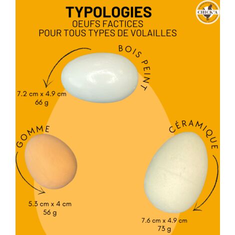 3 œufs factices en céramique pour poule CHICK'A