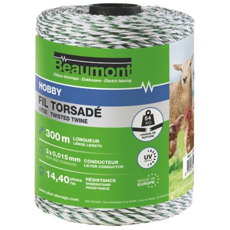 Fil torsadé blanc et vert 300 m HOBBY BEAUMONT (1/2)