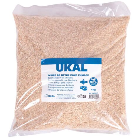 Sciure de hêtre pour fumage 1 kg – Granulométrie 0,5 à 8 mm – Saveur authentique pour viande et poisson – Idéal pour fumage à froid – Ukal