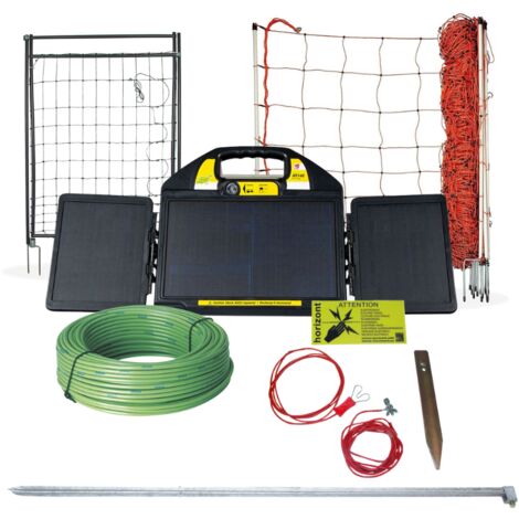 Horizont – Kit clôture électrique pour moutons – Filet électrifiable 50m – Poste solaire 24W – Piquets en fibre de verre renforcé (1/5)